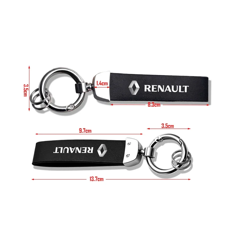 Car Metal Key Chain Fine Leather Emblem Key Ring For Renault Alfa Romeo Honda Jaguar Ford JEEP Acura Subaru Mitsubishi Volvo view 2