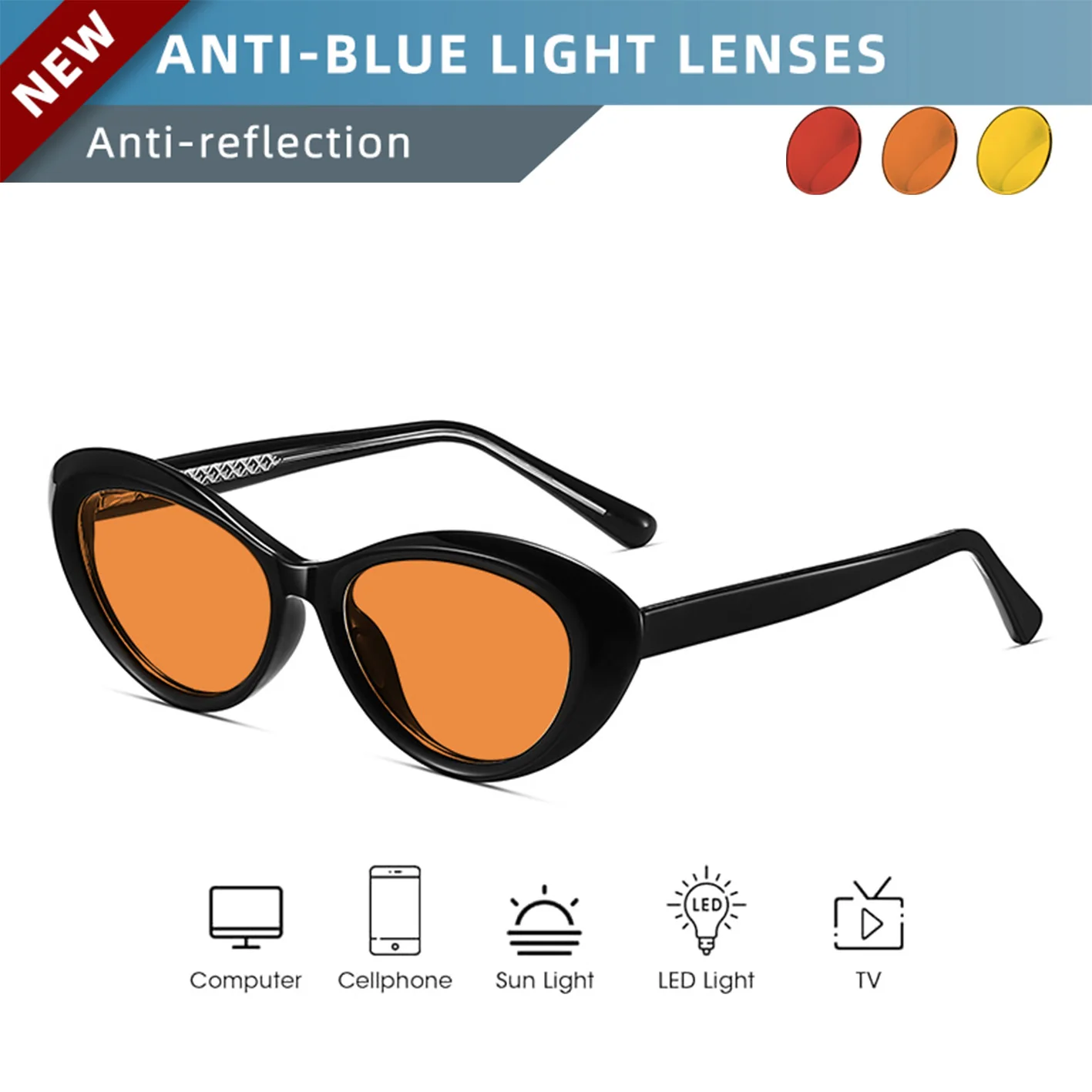 OKH Biohacking Glasses Circadian Eyewear Red Yellow Lens Soothe Screen Eye Strain Raise Melatonin Levels for Comfortable Sleep