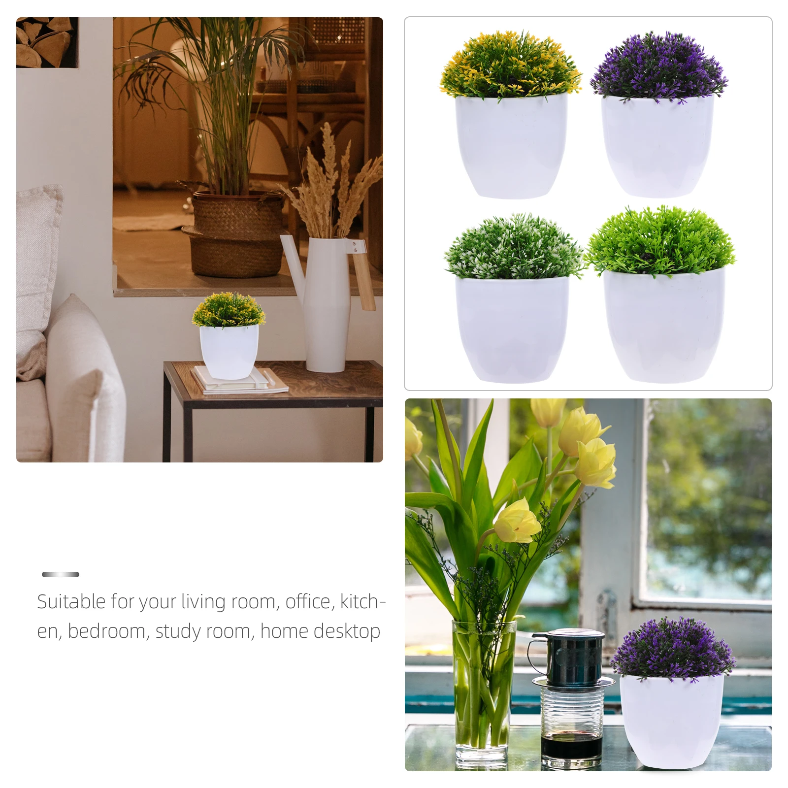 

Artificial Potted Plants Home Decor Mini Bonsai Plants Indoor Garden nament Fake Plant Adornment Lifelike Design Vibration Color