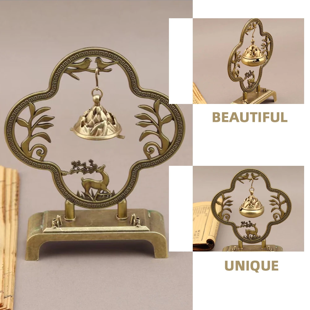 

Vintage Zinc Alloy Incense Burner Desktop Hanging Cone Holder Aromatherapy Censer Home Decor Elegant Metal Incense Holder