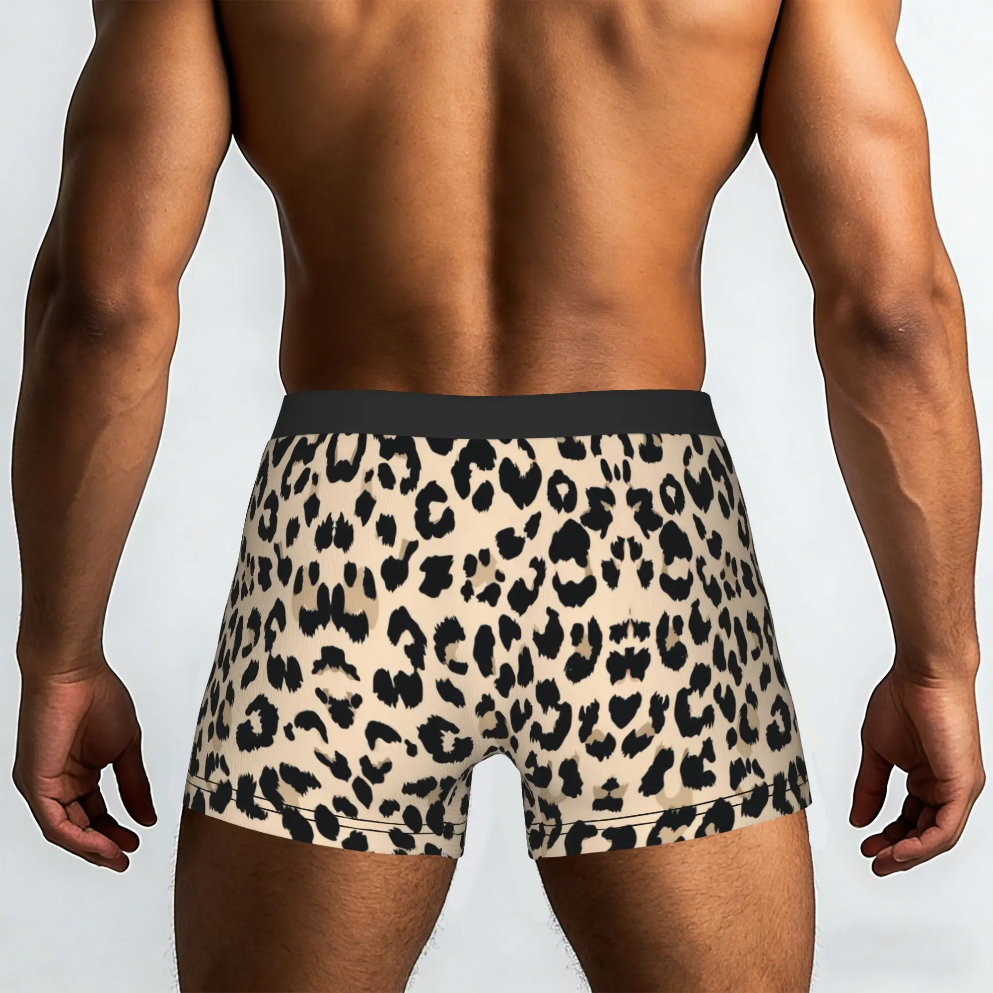 Light Beige Classic Leopard Skin Print  Underpants Breathbale Panties Male Underwear Comfortable Shorts Boxer Briefs