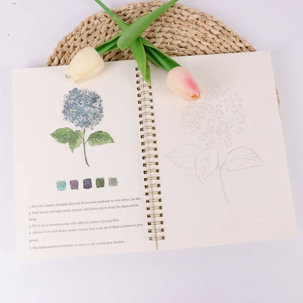 Watercolor Flower Workbook: Watercolor Coloring Book, a wonderful gift, 12 beginner-friendly light-drawn illustrations, a great