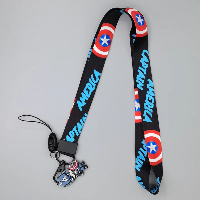 Nowa smycz z postacią superbohatera do breloczka do kluczy Cool Men Phone Rope Neck Strap Key Chain Necktie Key Holder Akcesoria z Pendan