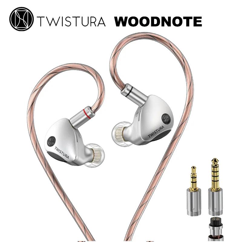 TWISTURA WOODNOTE インイヤーイヤホン 3.5/4.4mm プラグ デュアルダイナミックドライバーヘッドフォン 交換可能なフィルターノズル