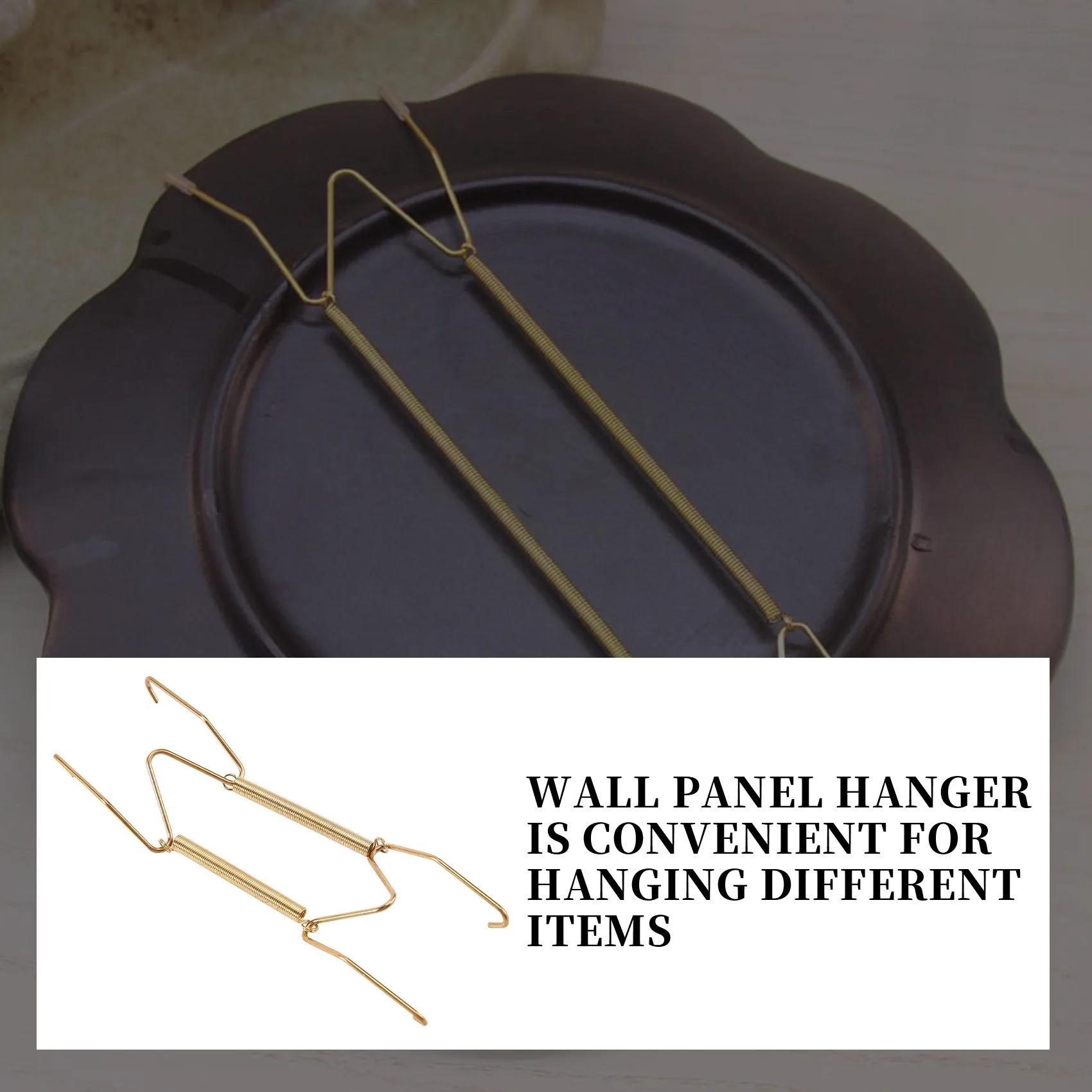 

A00E-16 Pieces 6 Inch Invisible Plate Hangers Wall Plate Hangers Brass Wire Plate Holders With 18 Pieces Wall Hooks For 5 To 7 I