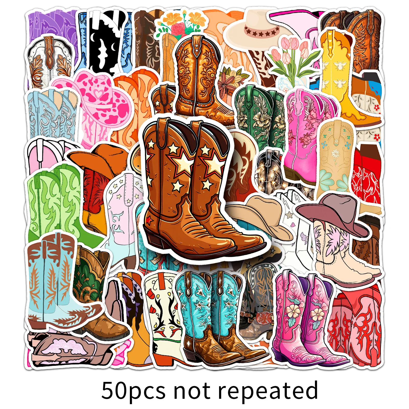 10/30/50 Stuks Cartoon Cowboy Laarzen Sticker Kleurrijke Graffiti Decoratie Skateboard Laptop Bagage Telefoon Case Waterdichte Sticker