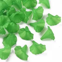 10pc Transparent Acrylic Beads Calla Lily Frosted Dark Sea Green 40.5x33x35mm Hole: 1.8mm