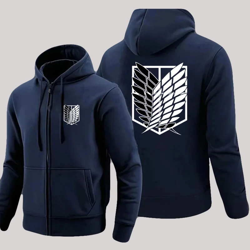 Attack on Titan Anime Printed Zipper Hoodie 2026 Autumn/Winter New Harajuku Men's Casual Loose Versatile Plus Size Sweater Top