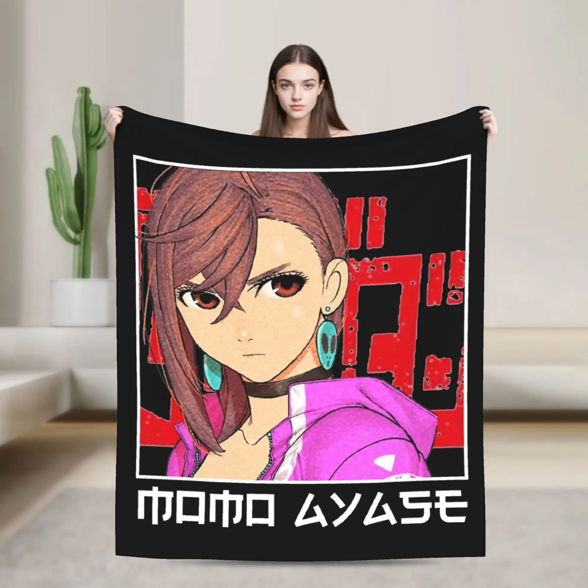 Dandadan Momo Ayase Blankets Flannel Summer Air Conditioning   Multifunction Soft Throw Blanket for Sofa Car Rug Piece
