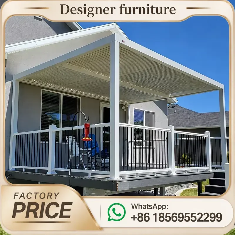Custom Aluminum Bioclimatic Pergola Electric Louver Waterproof Garden Pavilion Outdoor Gazebo Modern 2 Person Quick Assembly