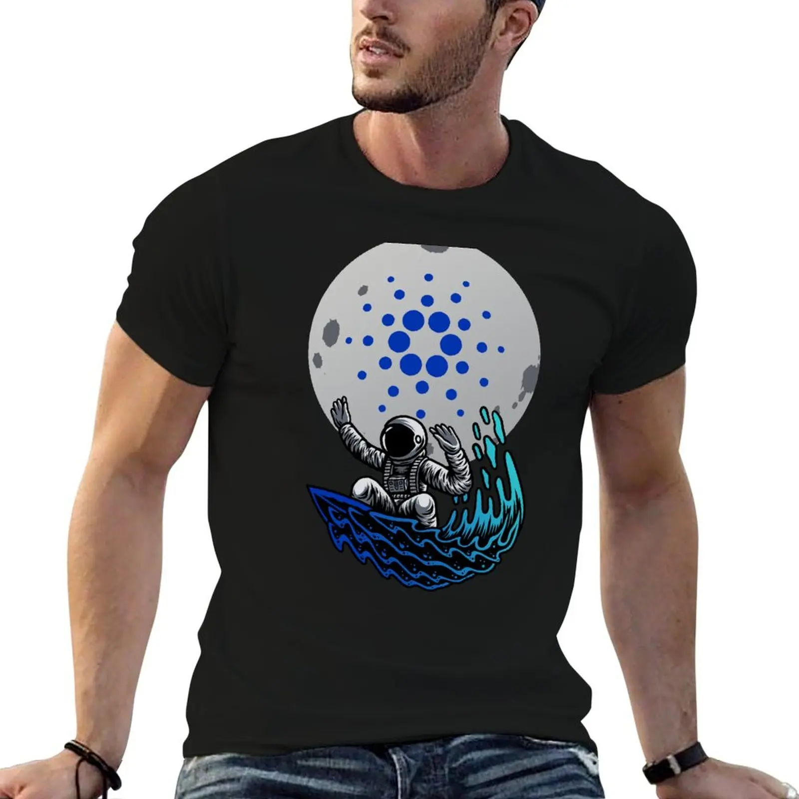 

Cardano to the Moon - this is a great gift for every Cardano Cryptocurrency Investor T-Shirt graphics fitted t shirts for men