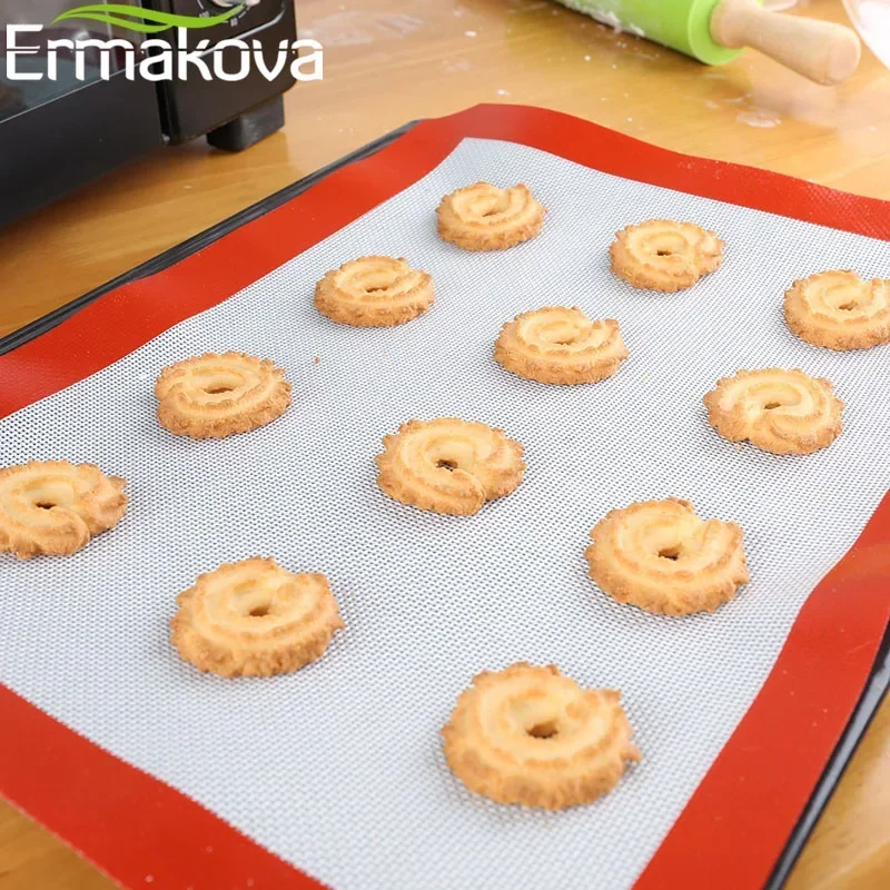 ERMAKOVA Silicone Baking Mat Non Stick Macaron Sheet Mat BPA Free Toaster Oven Liner Sheet Making Cookies Bread Pastry