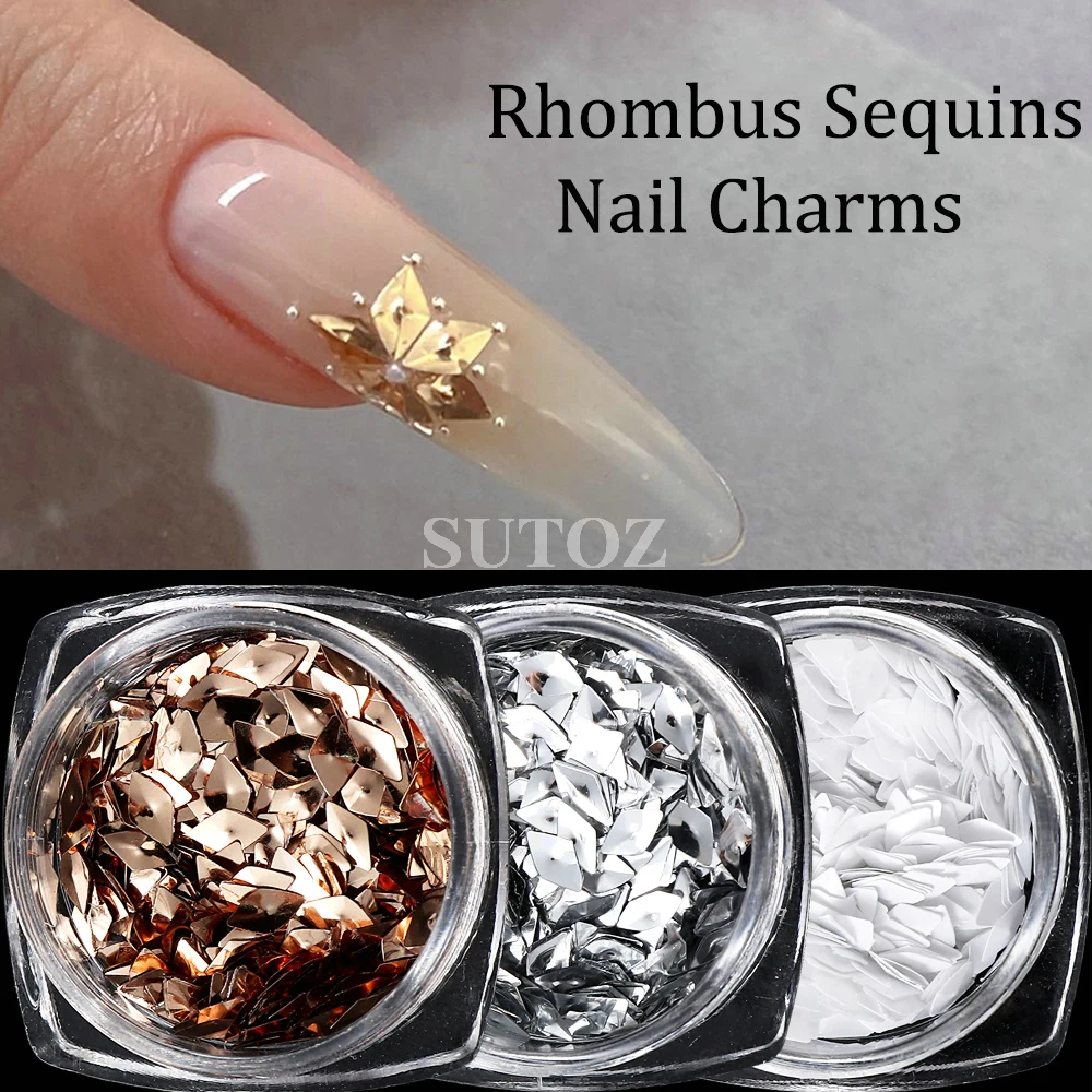 3D Rhombus Nail Sequins Diamond Glitter Flakes Jewelry Rhinestone Japanese Korean Style Nail Decoration Manicure Materials NTPXF