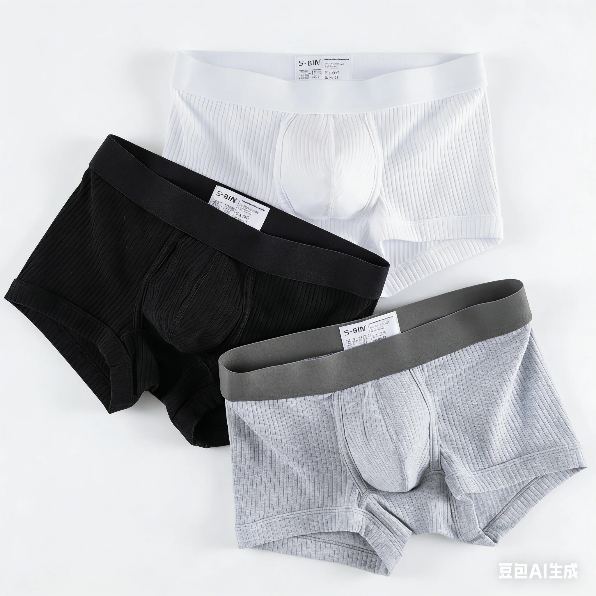 

Ribbed Cotton Boxy Underwear for Men Breathable Comfortable Sweat Absorption Underpant Male Low-rise U Convex Pouch Boxer Briefs