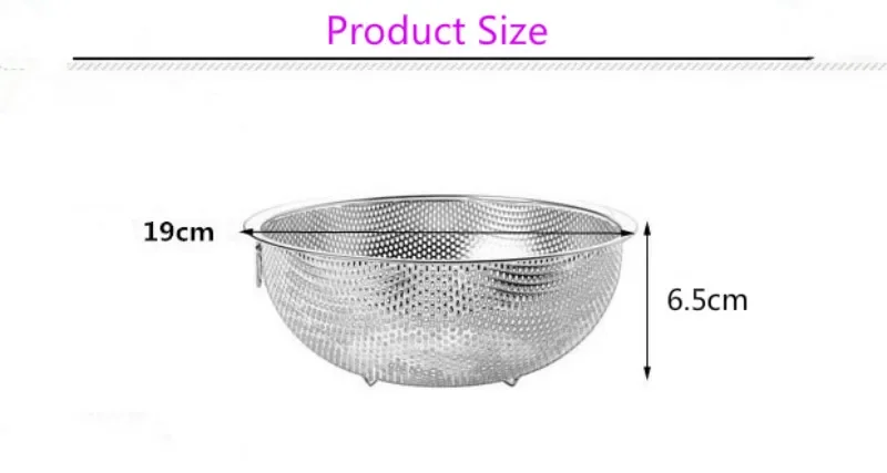 201Stainless steel earless round single ring washing basket Fruit basket sink rice bowl rice sieve sieve drain basket container