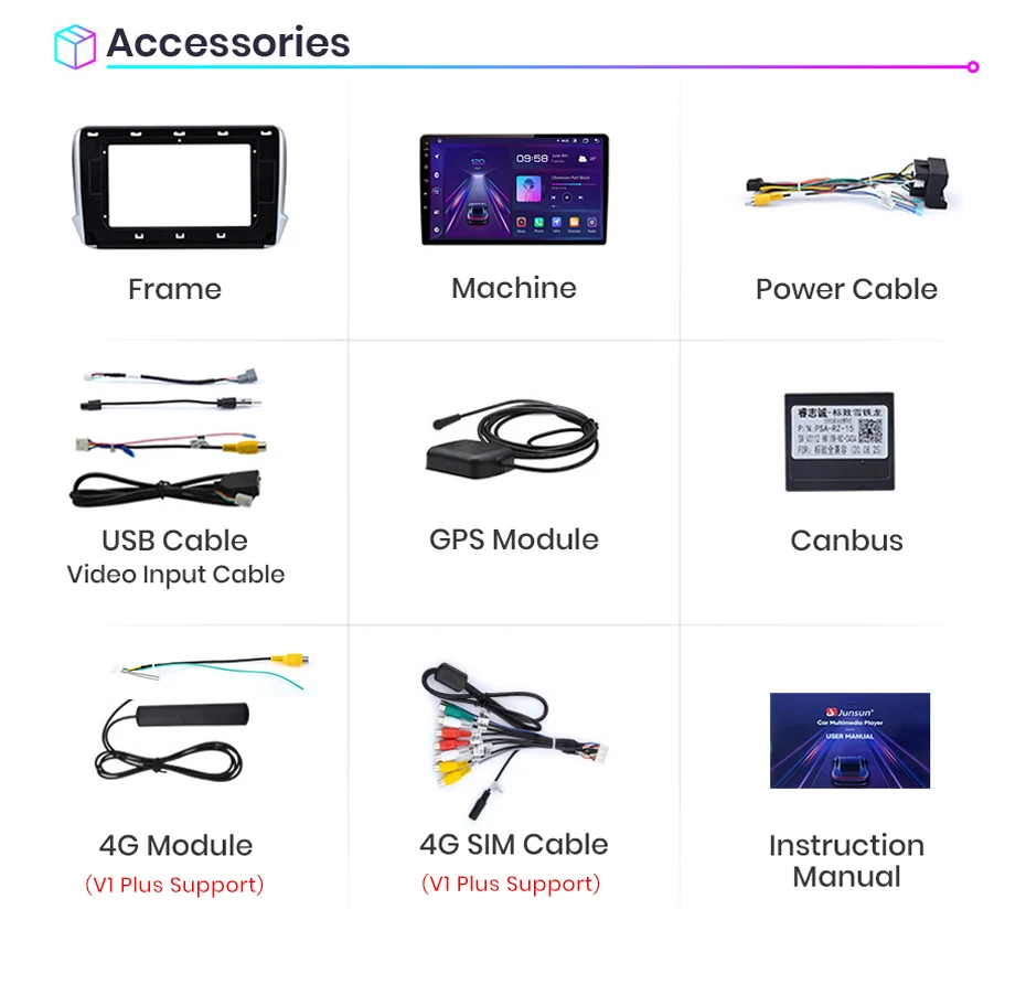 Junsun Wireless Carplay Android Auto Autoradio für Peugeot 2008 208 2012-2018 GPS Multimedia 2 Din – Detail 26