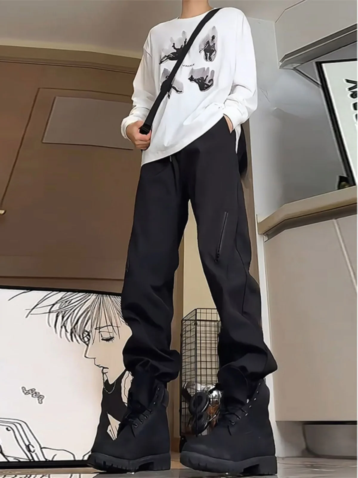 

Waterproof Fce Lined Men's Workwear Trousers for Autumn Winter Outdoor Mountain Climbing Trousers American Sle Cargo Pants