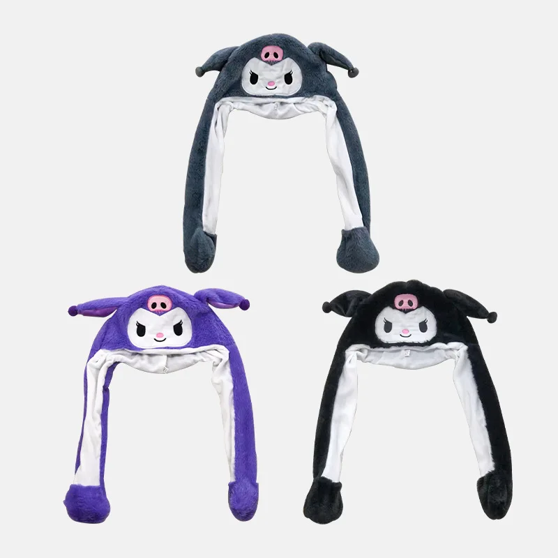 

10pcs/lot Sanrio Cinnamoroll Kuromi Ear Moving Up Cap Women Girls Funny Hat Rabbits Ears Plush Winter Lovely Hat