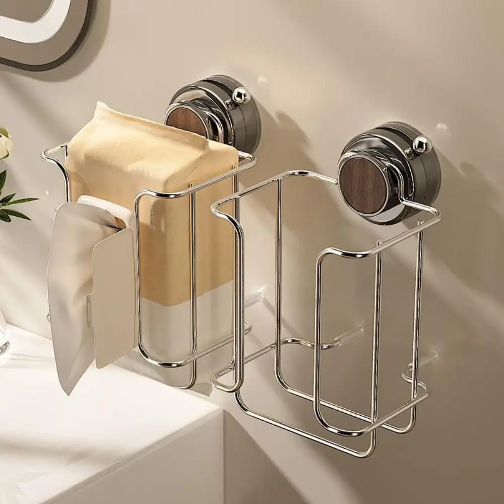 Wall-mounted Suction Cup Toilet Paper Rack Suction Cup Punch-Free Wet Tissue Holder Waterproof Space Saving view 3