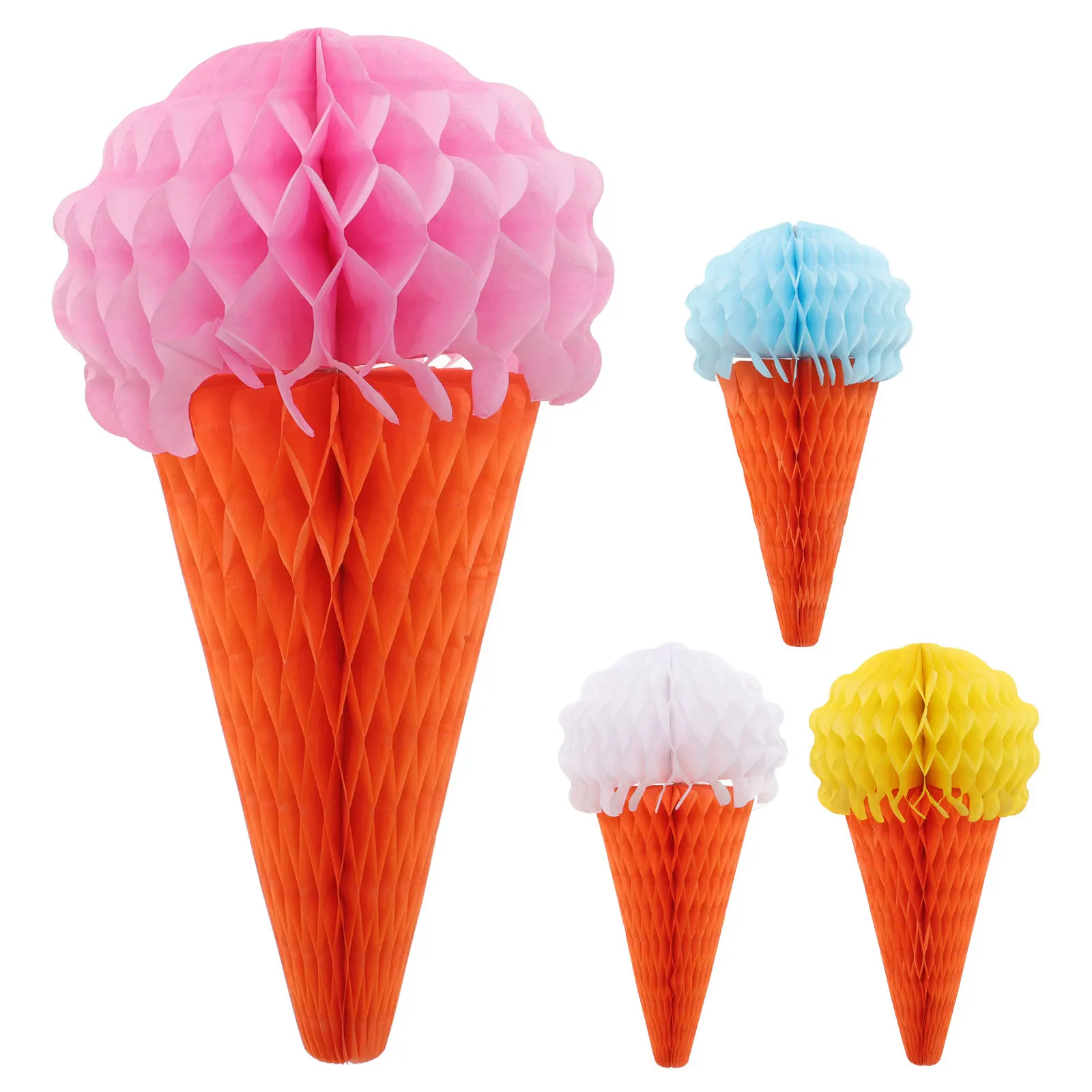 4 قطعة ورقة الآيس كريم العسل الكرة شنقا الديكور للحزب مهرجان الصيف الاحتفال شجرة المنزل ديكور الآيس كريم العسل