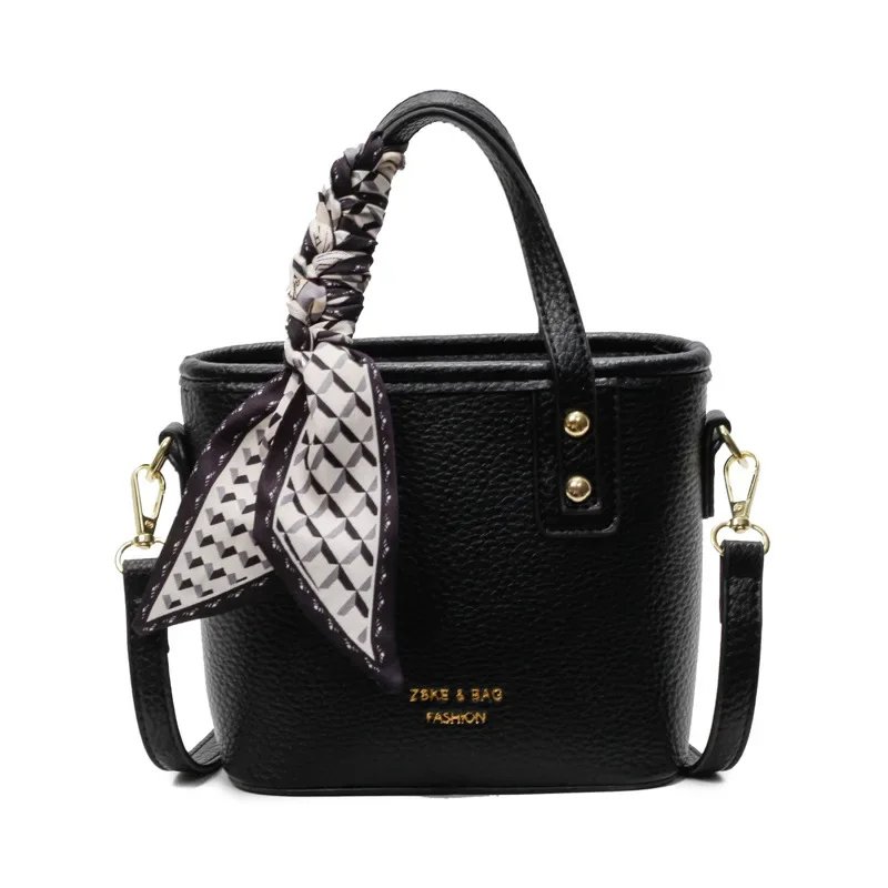 

2025 Women's PU Leather Bucket Bag Pebbled Design Solid Color Convertible Handheld Shoulder & Crossbody Daily Essential