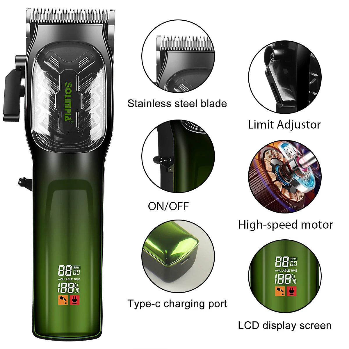 New Design Metal Beard Trimmer Professional Cordless Hair Trimmer Men's Barber Clippers For Oil Head And Other Hairstyles