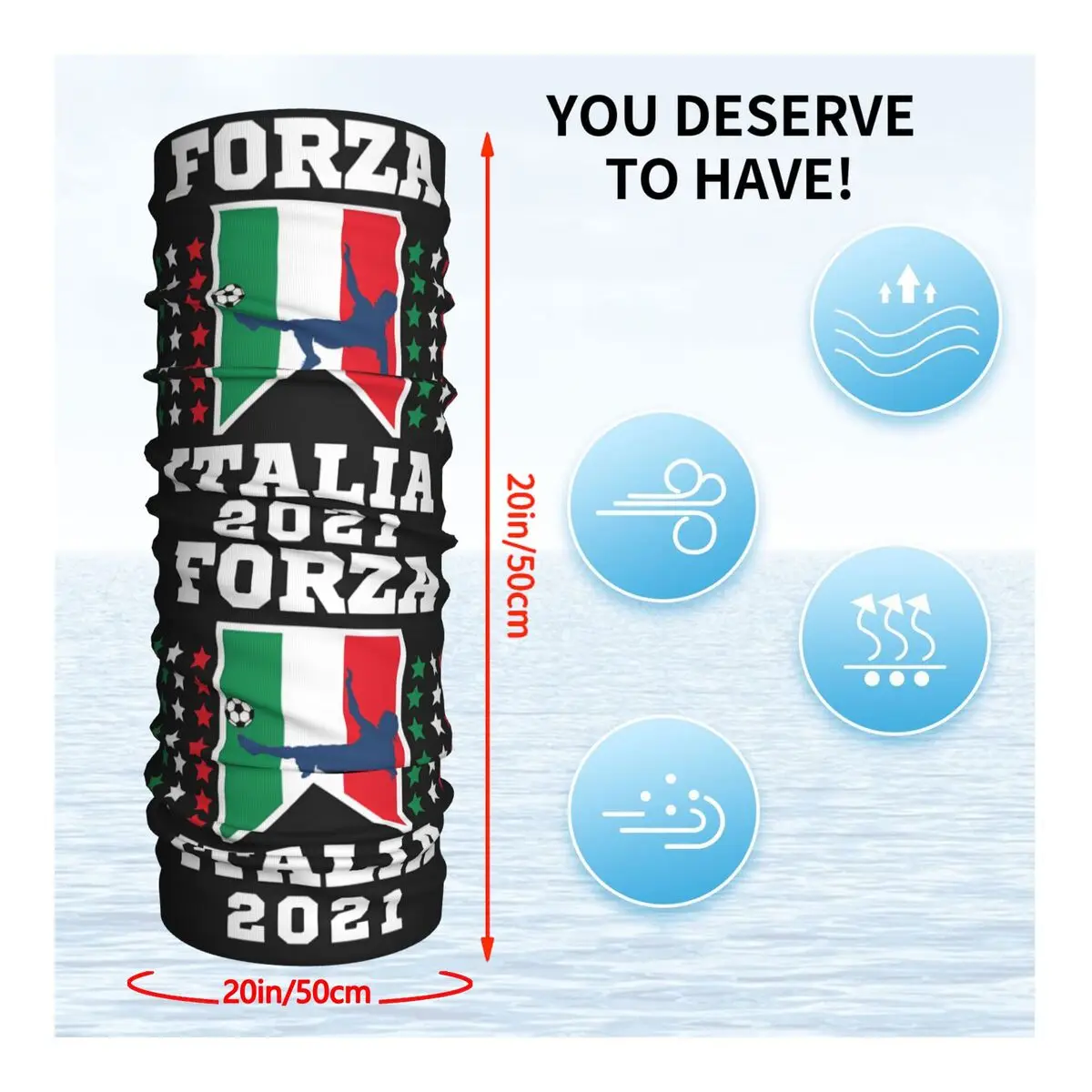 Forza Italian Football Italia Flag sciarpa fazzoletto da collo maschera per il viso in poliestere