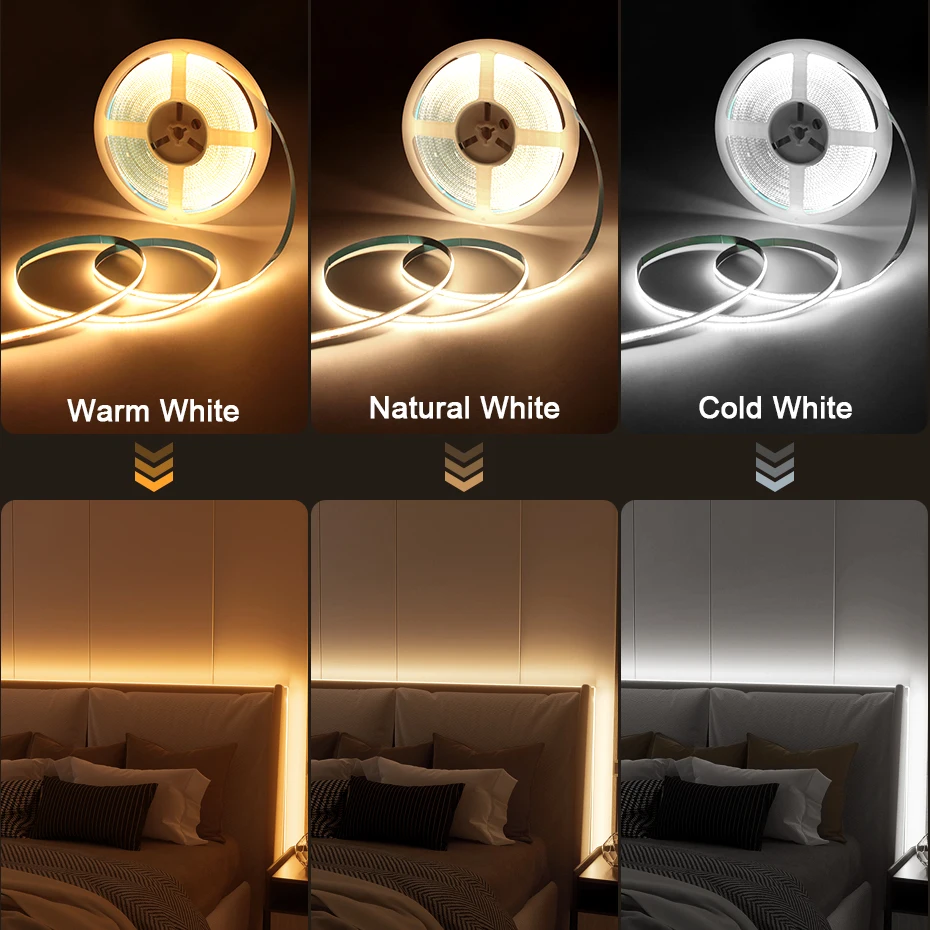 

24V COB LED Strip Light Touch Hand Sweep Dimmable Led Cabinet Lamp Tape Super Bright Flexible Ribbon Closet Backlight Lighting