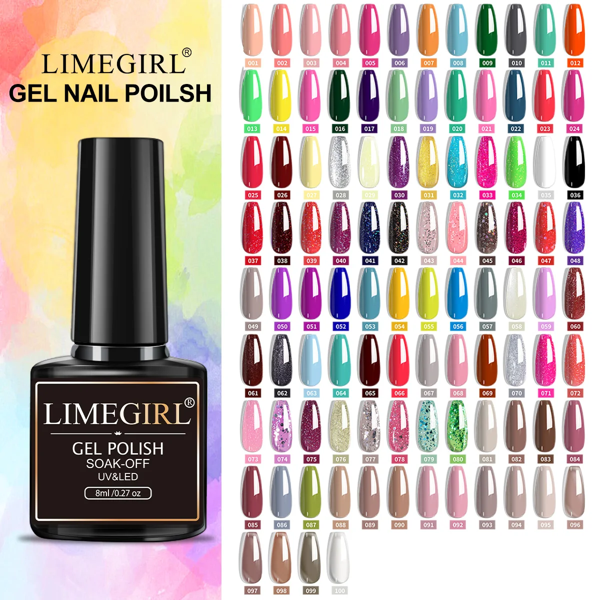 

LIMEGIRL Красочный гель-лак для ногтей - глянцевый гель-лак для замачивания - полуперманентный лак для ногтей - принадлежности для маникюра для домашнего салона