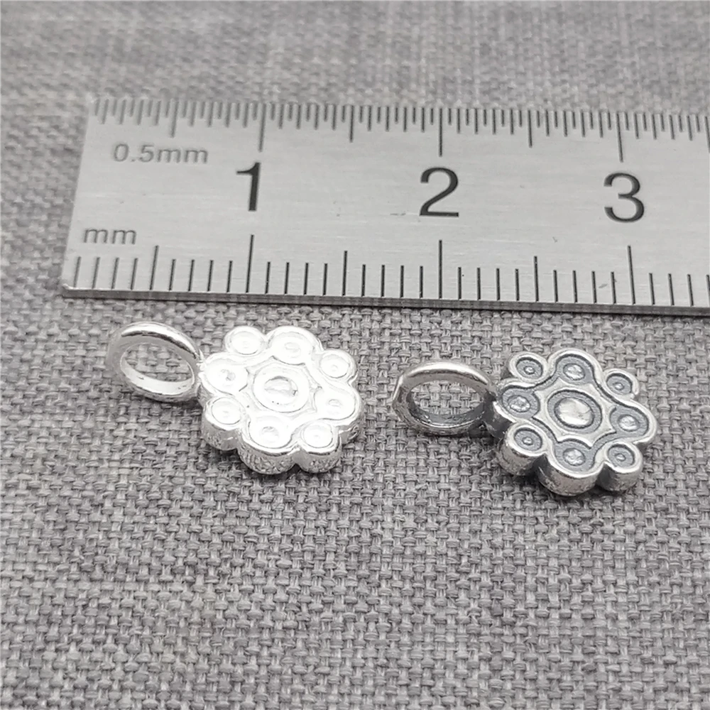 6pcs of 925 Sterling Silver Lotus Pod Charms 2-Sided for Yoga Meditation Bracelet Necklace