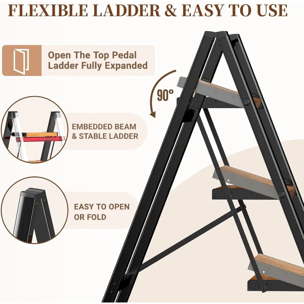 Escalera plegable para adultos: pedal ancho, capacidad de 330 libras, aluminio resistente, portátil