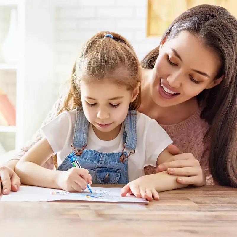 8 In 1 Crayons Rotating 8 In 1 Pens Coloring Crayons Portable 8 Color Retractable Crayons Pressing Crayon Pencils For Kids