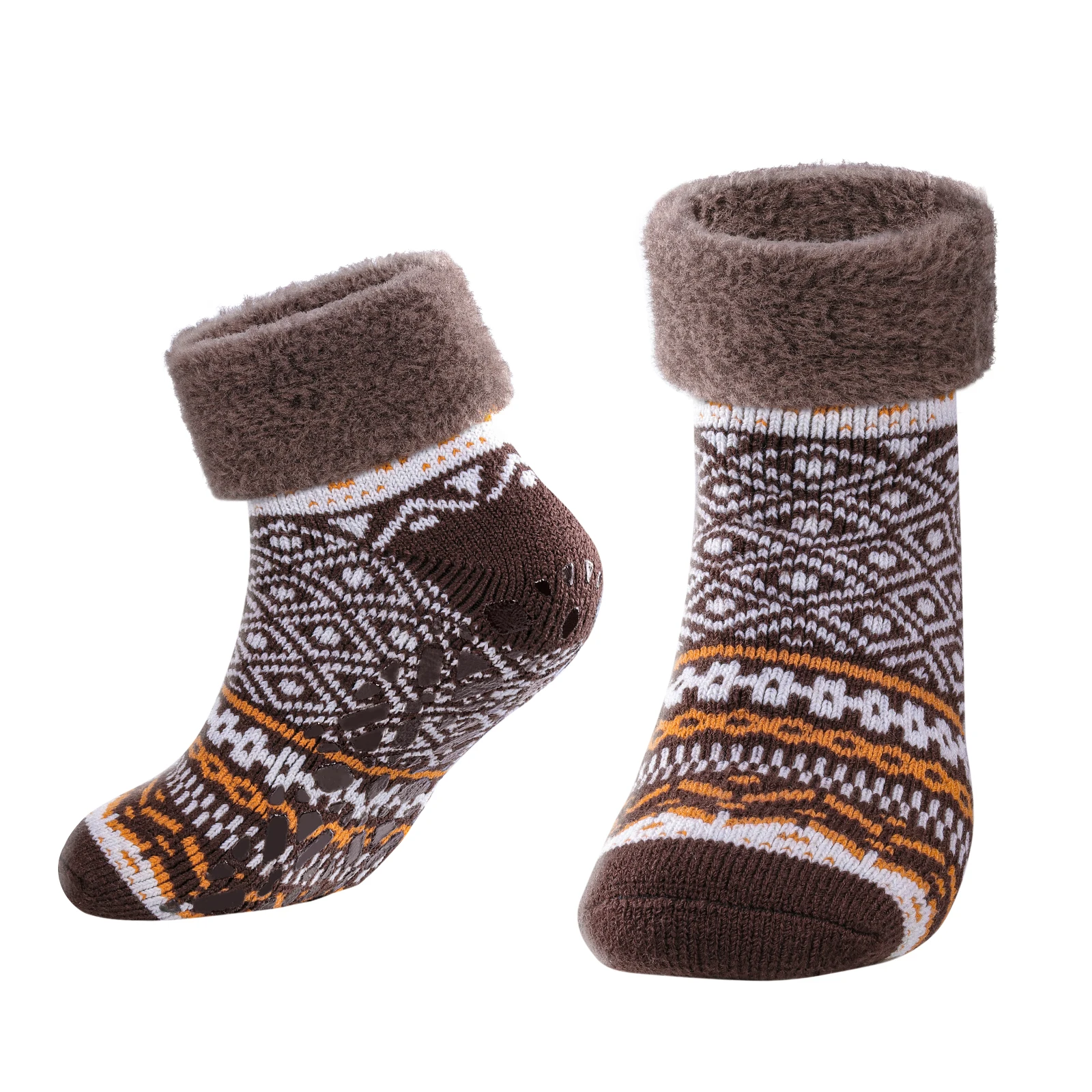 

YUEDGE Зимние теплые носки-тапочки Нескользящие уютные термоноски для сна Нескользящие напольные домашние носки для больниц, 2 пары