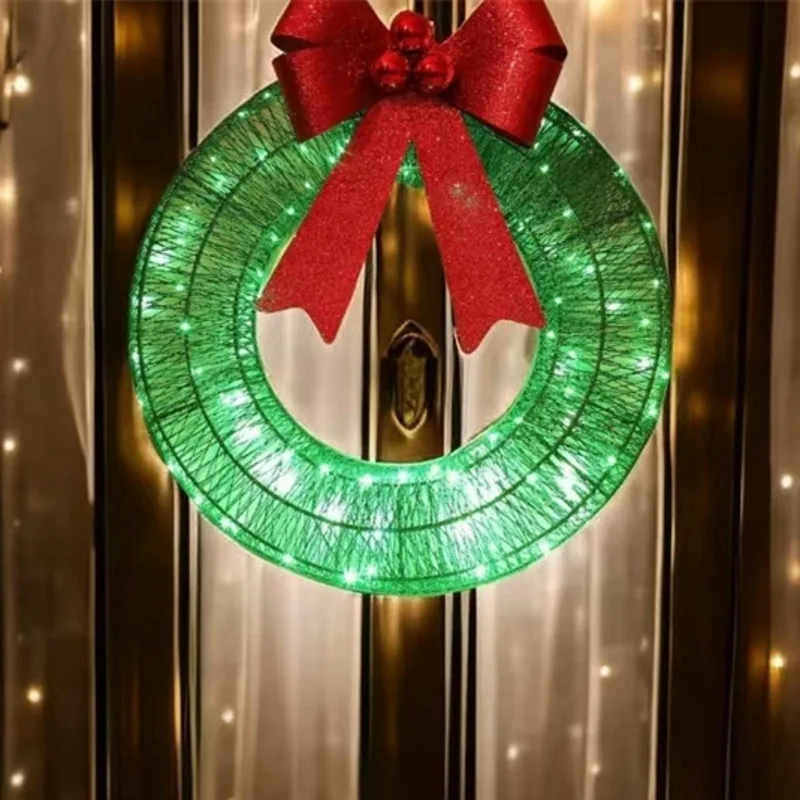 

Предварительный большой рождественский венок со встроенными теплыми белыми светодиодными фонарями для входной двери, каминного стола, крыльца, уютный праздничный подарок для семьи