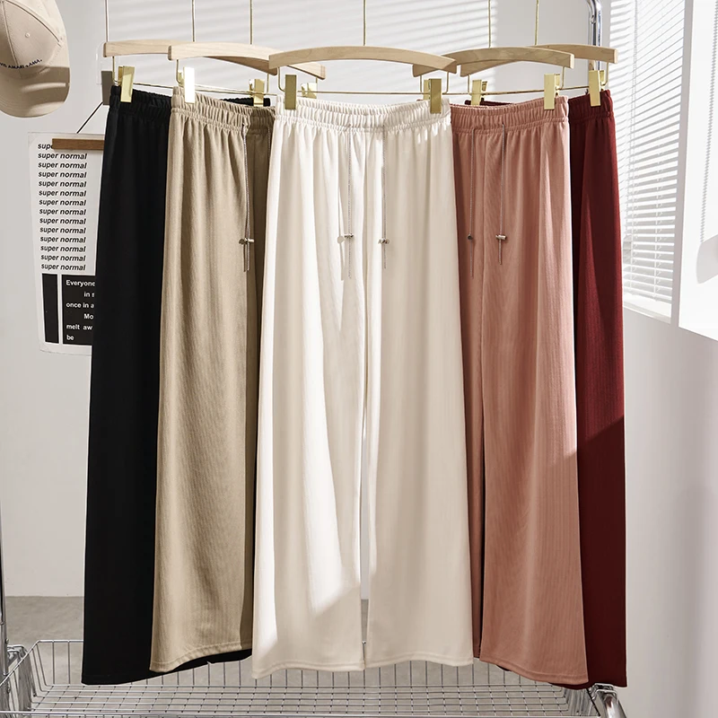 

Ladies Fashion Drawstring Wide Leg Pants Women Clothing Sexy Girl High Waist Trousers Female Woman Streetwear Clothes BVAR012