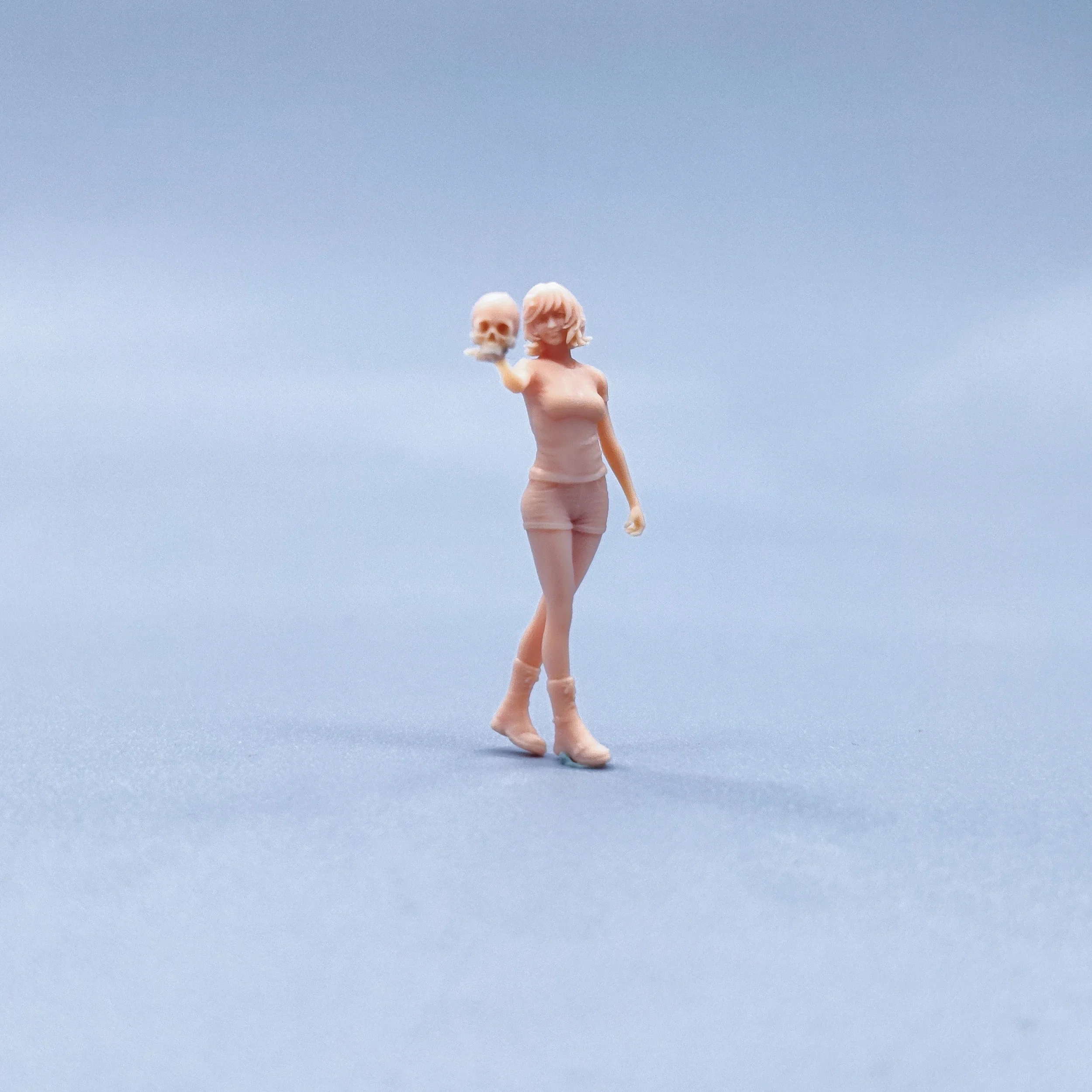 1/64 Figuren Maßstab Modell Harz Das Mädchen hält einen Schädel Ungefärbte Miniaturen Diorama handbemalt W420