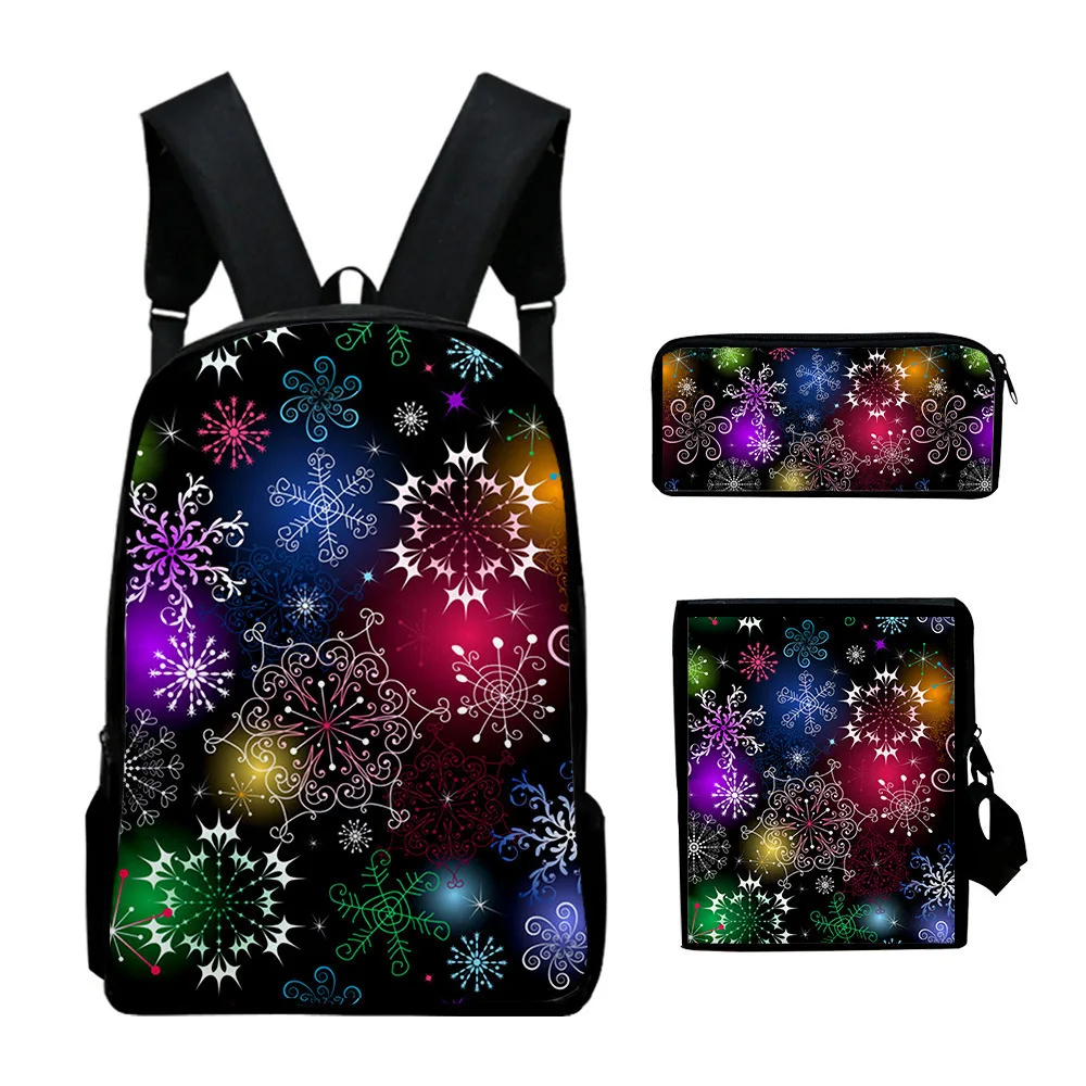Popular Youthful Merry Christmas 3D Print 3pcs/Set Student Travel bags Laptop Daypack Backpack Shoulder Bag Pencil Case Y
