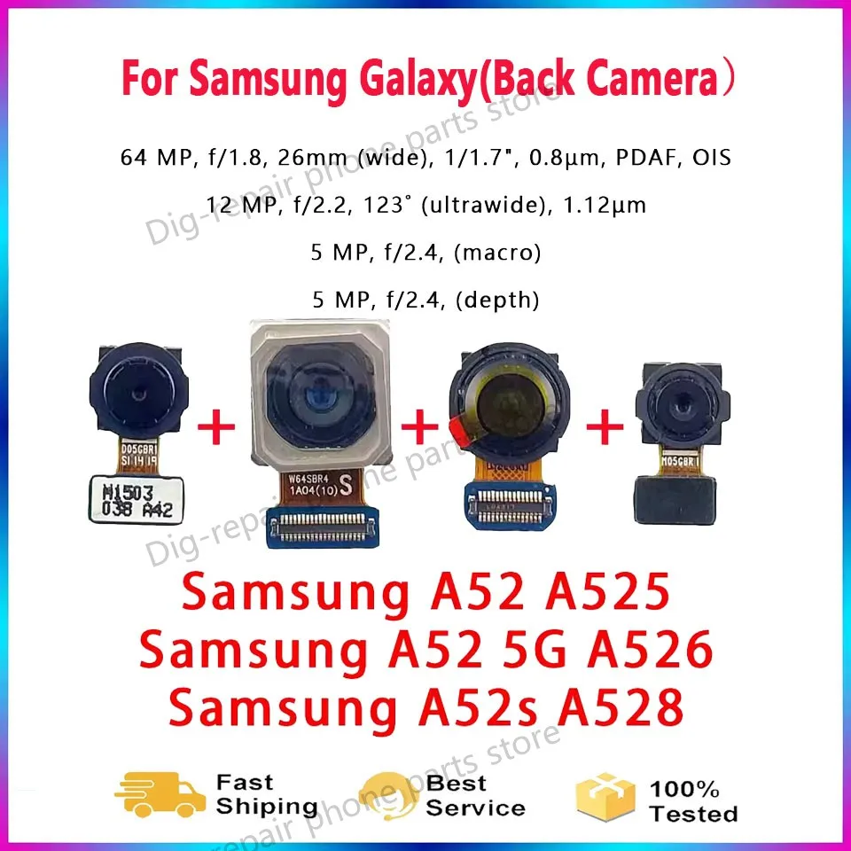 Rear Back Camera For Samsung Galaxy A52 A52s 4G 5G A525 A526 A528 Camera Module Backside View Replacement Spare Parts