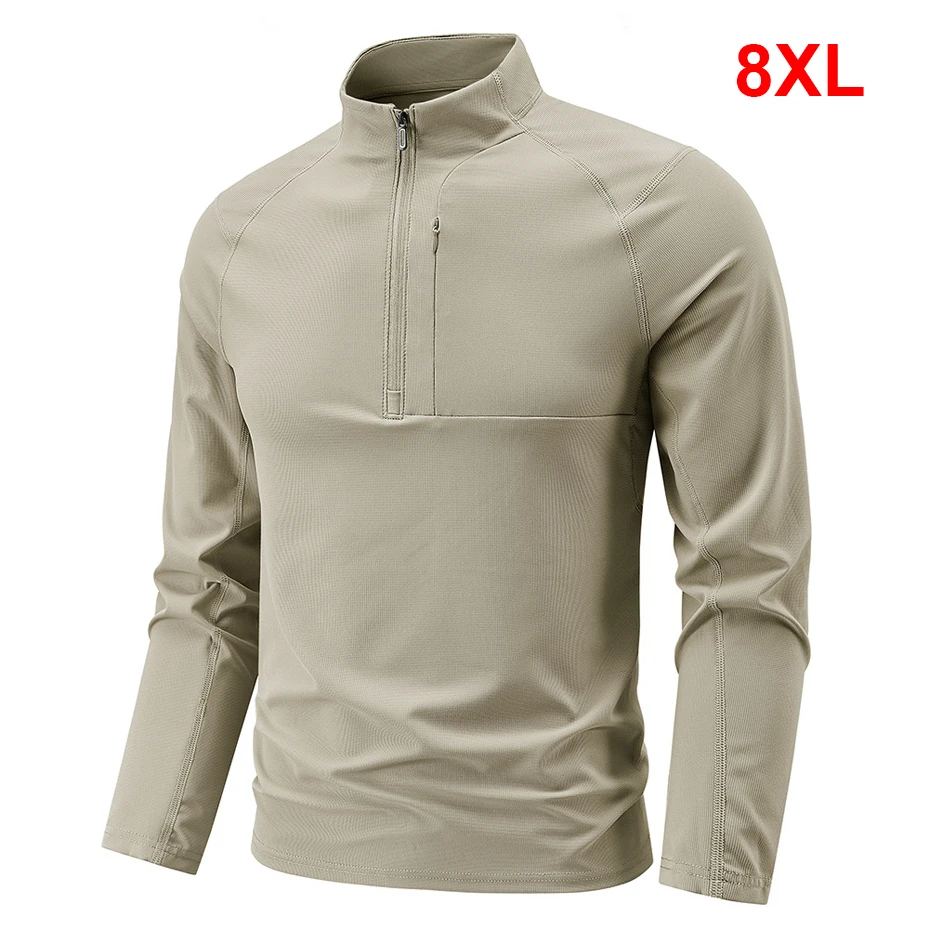 

Long Sleeve Polo Shirts Men Spring Autumn Polo Shirt Plus Size 8XL Fashion Casual Half Zipper Polo Black