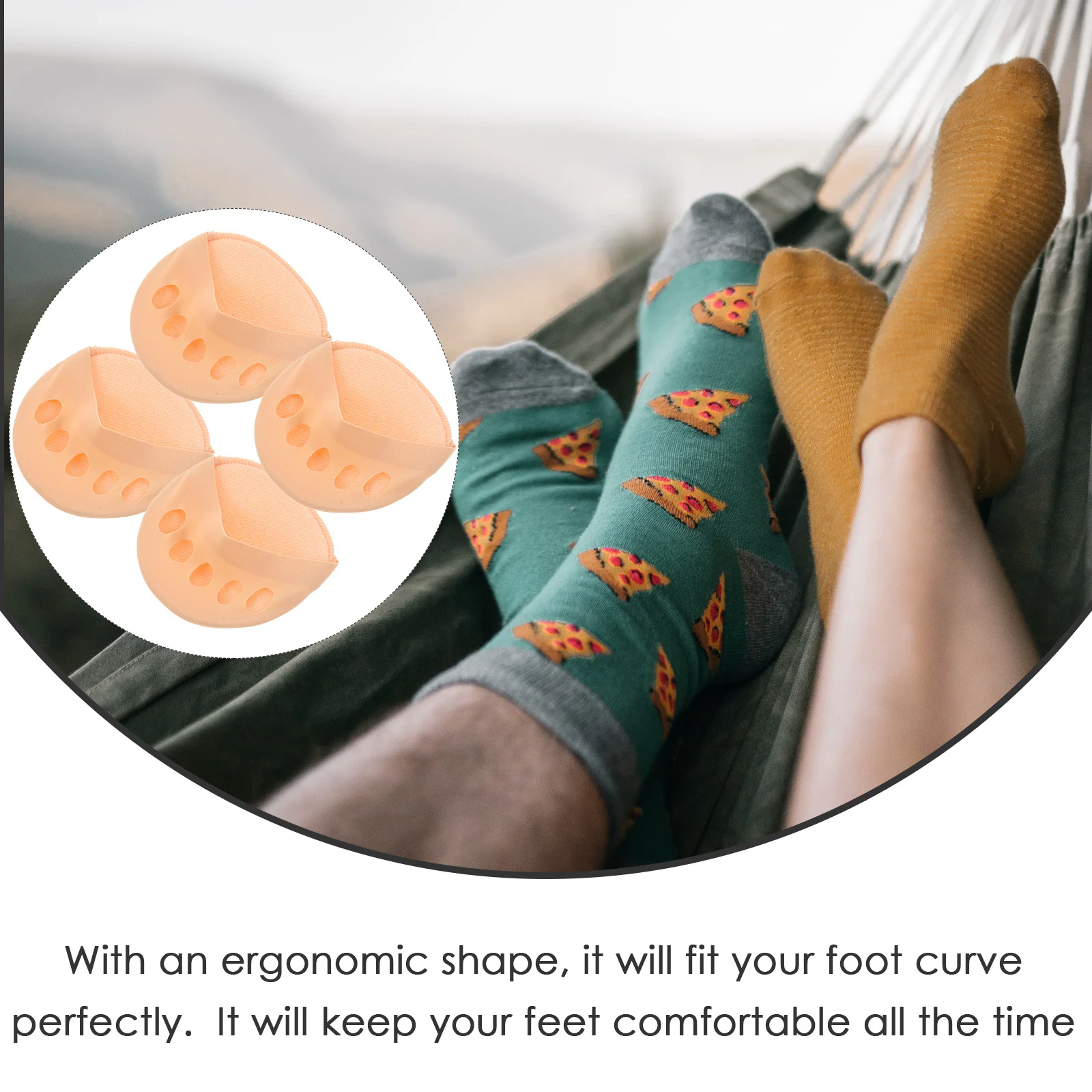 

2Pairs Invisible Forefoot Pads Non-Slip Half Socks Ergonomic Breathable Half Palm Socks Comfortable Women Supplies