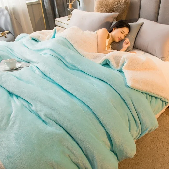Wool Throw Blanket Keep Warm Winter Bed Blankets Double Sided Queen Duvet Cover Camping Double Bed Cover Bedspread On The Bed image 3