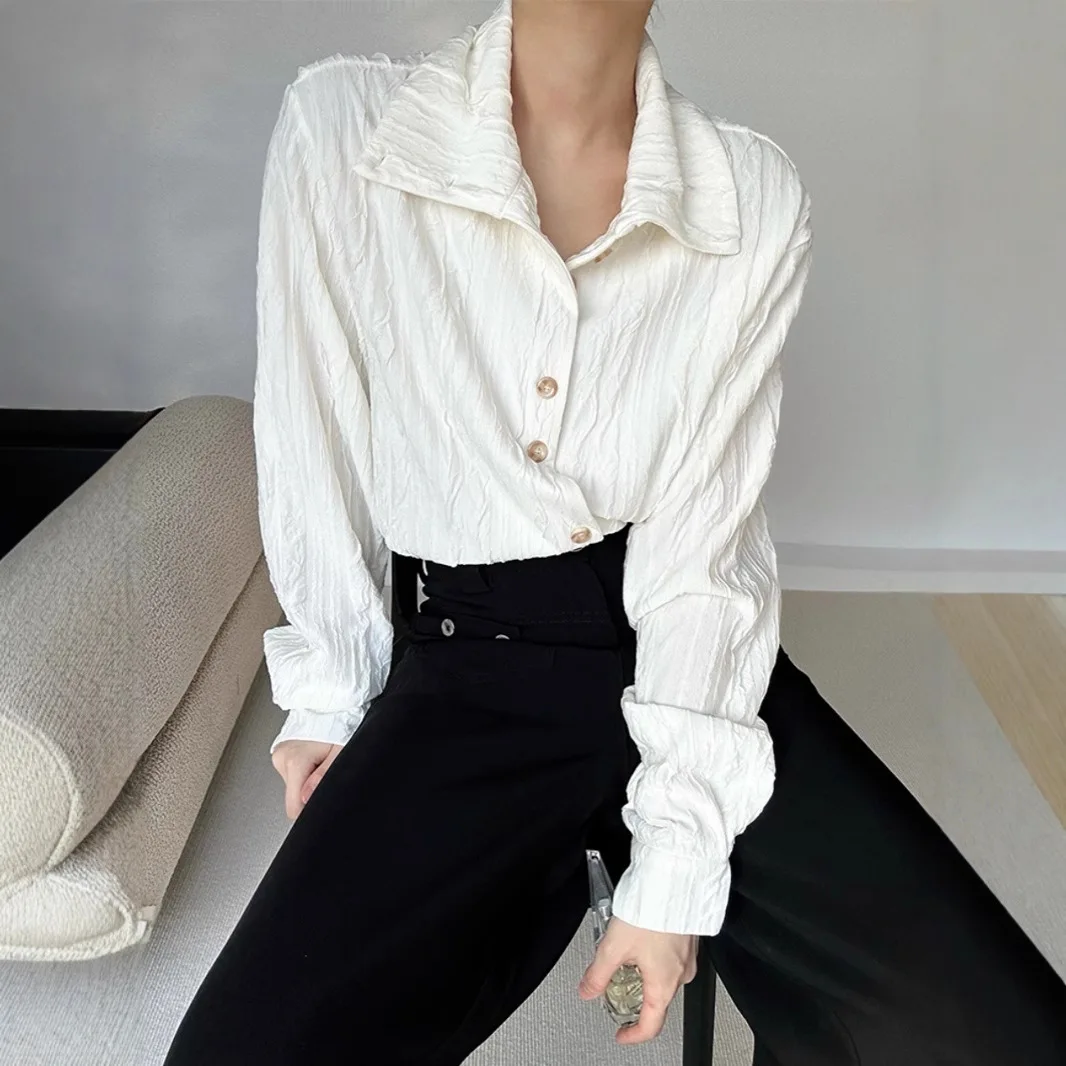 

High-end Japanese base shirt for men and women in spring autumn texture stand collar neutral style long-sleeved shirt JJ1307