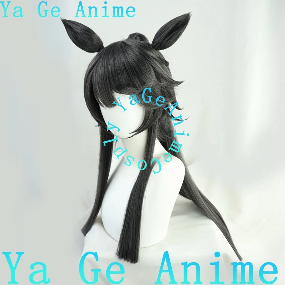 Wig Cosplay Uma Musume Pretty Derby Narita Brian dengan Telinga Ekor Permainan Anime Pesta Karnaval Halloween Rambut Tahan Panas