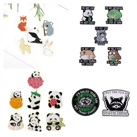 Panda fox Raccoon Enamel Pins pokemon pin animals Brooches Lapel Badge Jewelry clothing Accessories Christmas Gift for friends