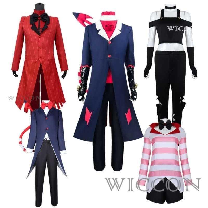 Anime Cosplay Lucifer Hotel Charlie Vox Costume Vaggie Moxxie AD Angel Dust Vaggie Cosplay Clothes Halloween Party Suit