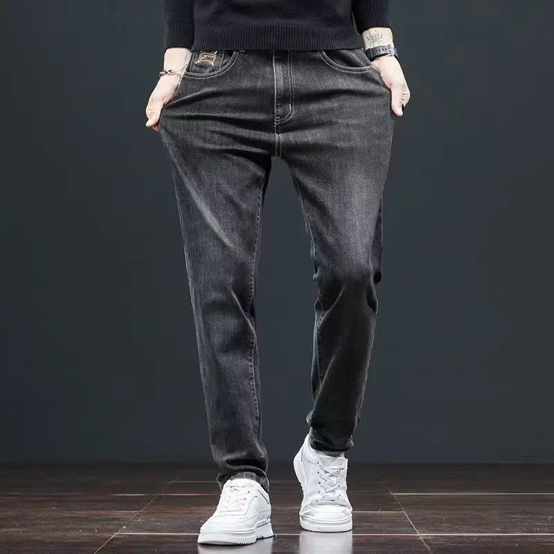 2026 Autumn New Men Stretch Straight Leg Jeans Male Fashion Business Casual Versatile Denim Pants Youth Popular Solid Trousers