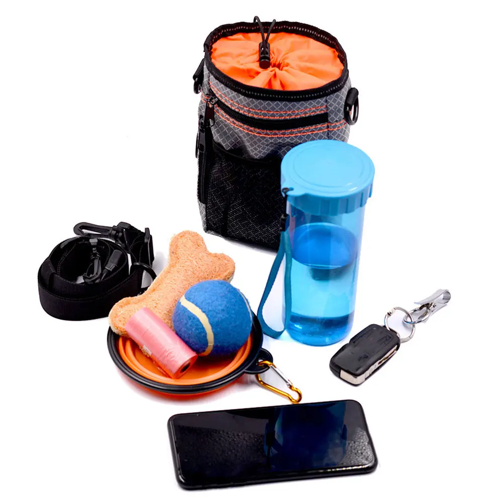 

Pet Garbage Snacks Dog Treat Carrier Pouch Food Storage Travel Large Capacity Multi Pockets Nylon Strap Outdoor Pet Supplies
