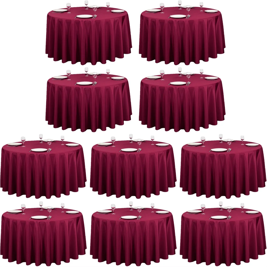 

Vibrant 120-Inch Round Tablecloth 10 Pack - Jewel Tone Polyester Table Covers for Weddings, Parties & Clubs - Stain & Wrinkle Resistant, Machine Washable, Indoor/Outdoor Use for Birthdays, Holidays & Festive Events