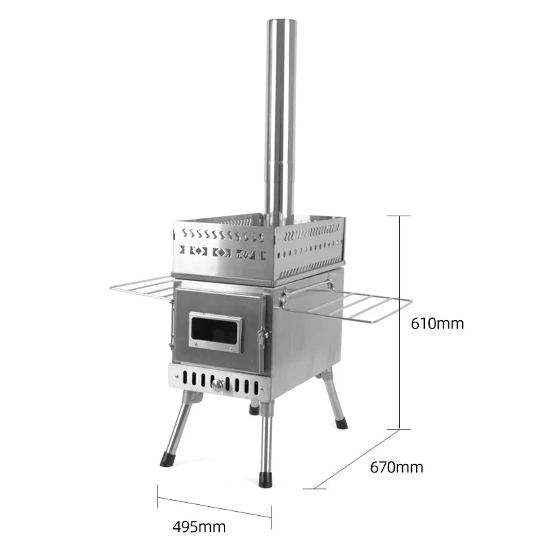 Cooking camping tent with wood burning stove stainless steel sauna stove household folding portable firewood stove wholesale