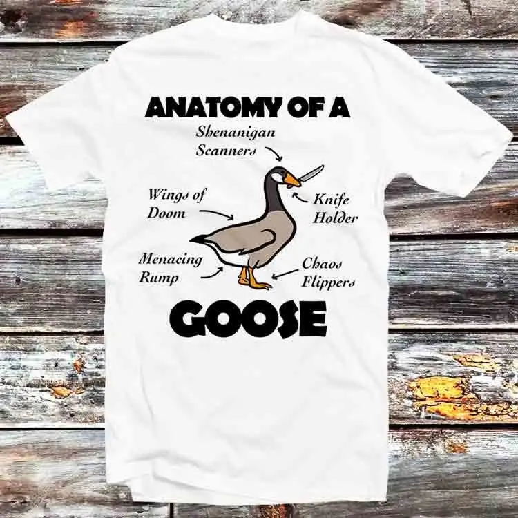 Anatomy of A Goose Funny Duck Online Gaming T Shirt Vintage Retro Cool Cartoon Anime Top B725